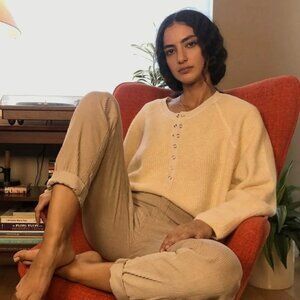 UO Owen Thermal Snap Button Henley Top